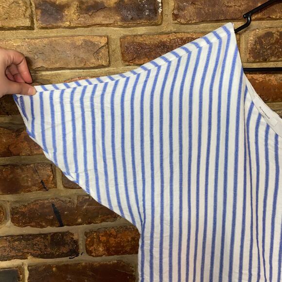 Olivaceous Blue White Striped One Shoulder Blouse Women's Size Small - Picture 2 of 5